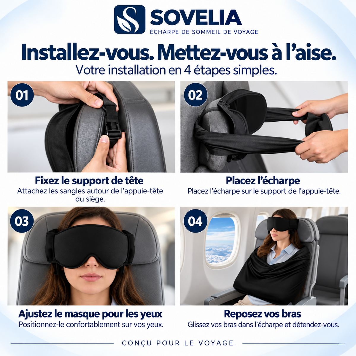 SOVELIA™ AirCocoon 3-en-1 – Kit Sommeil de Voyage